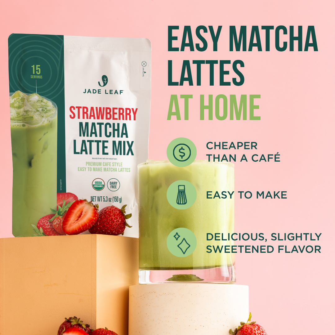 Organic Cafe Style Sweetened Matcha Latte Mix - Strawberry