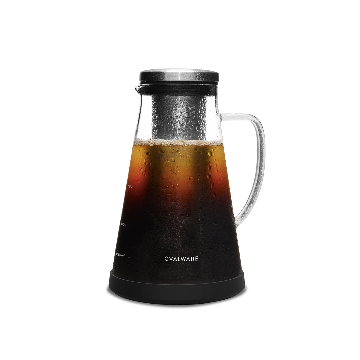 Ovalware glass cold brew coffee maker with stainless steel filter