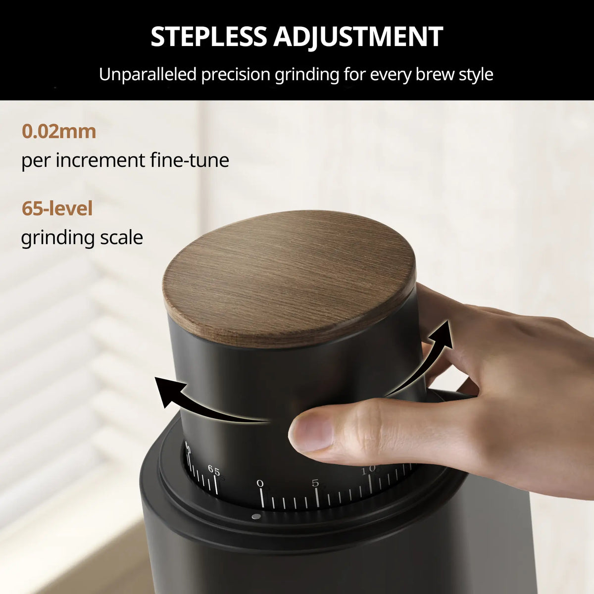 Geimori GU38 compact single-dose coffee grinder, view 4