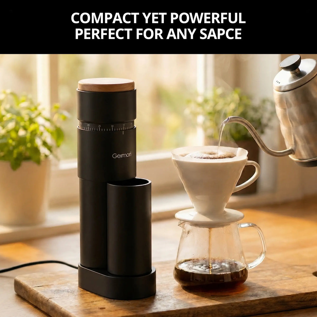 Geimori T38 Plus electric coffee grinder with 38mm conical burr, view 7