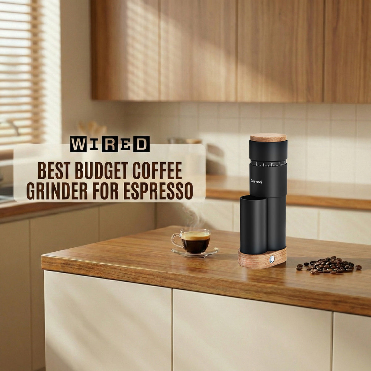 Geimori T38 Plus electric coffee grinder with 38mm conical burr, view 2