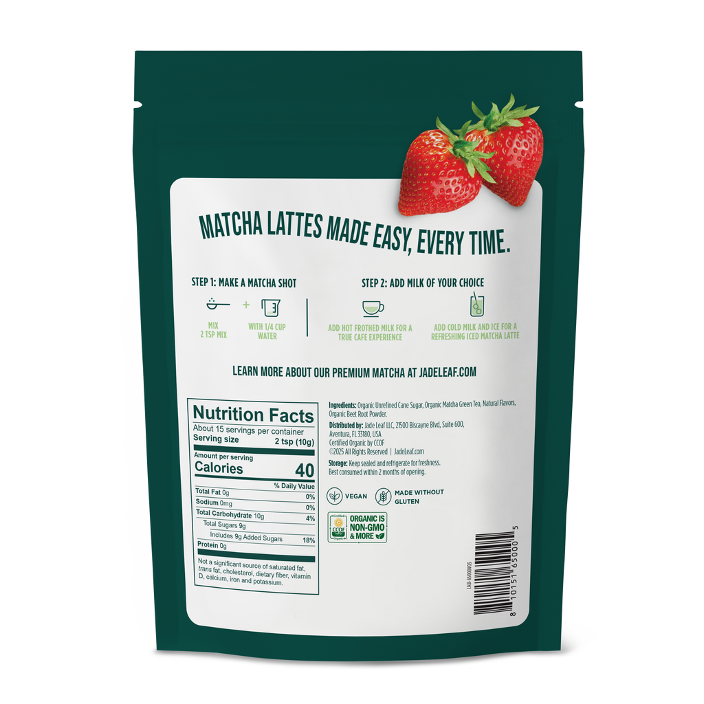 Organic Cafe Style Sweetened Matcha Latte Mix - Strawberry