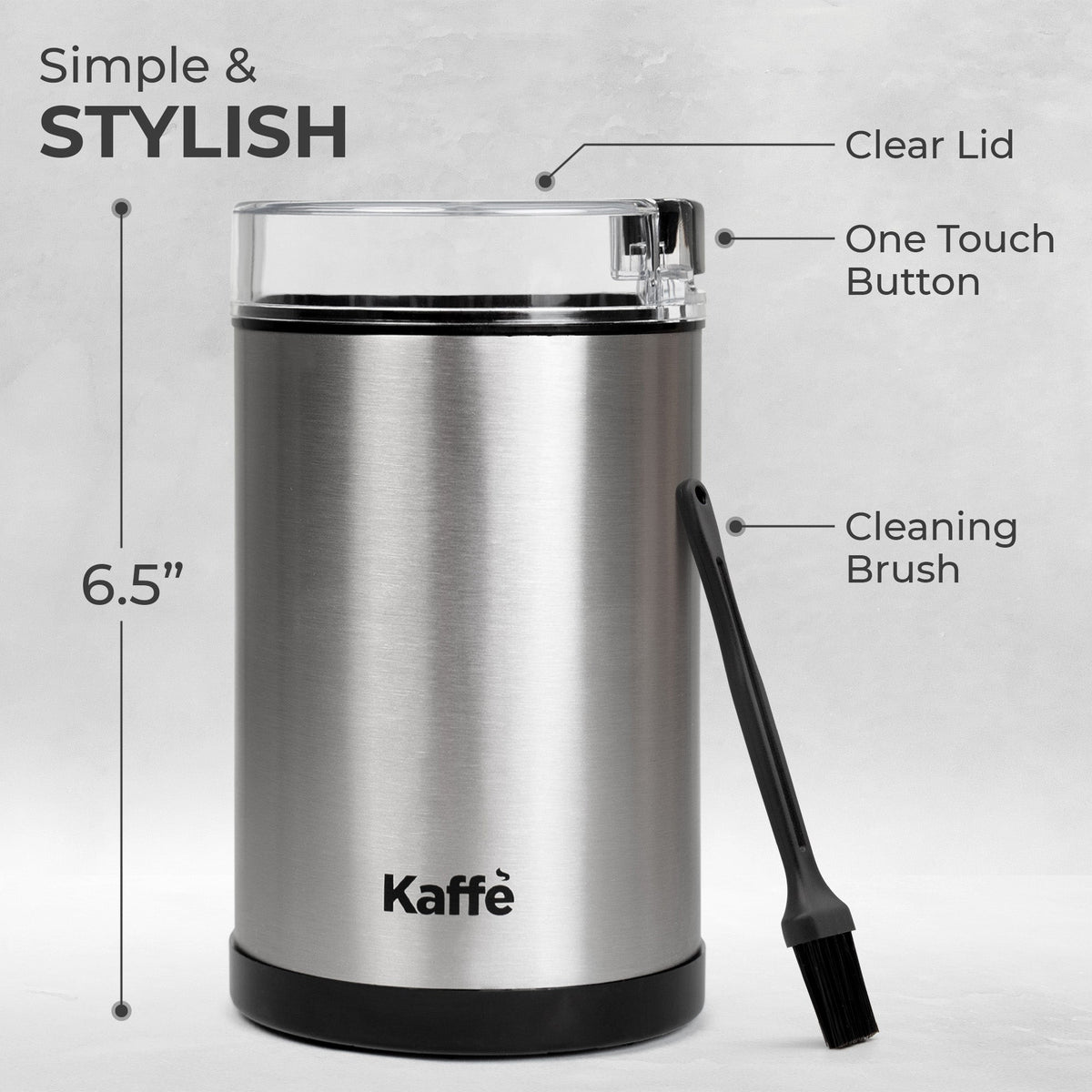 Kaffe KF2020 stainless steel blade coffee grinder, view 3