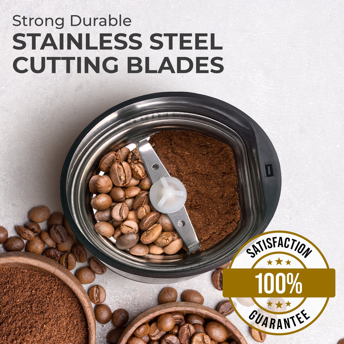 Kaffe KF2020 stainless steel blade coffee grinder, view 4