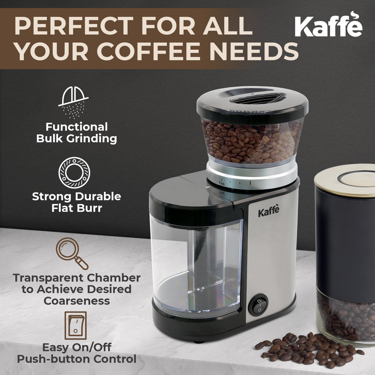 Kaffe KF8022 electric burr coffee grinder, view 4