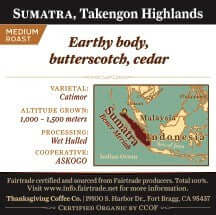 Sumatra - Very Dark Roast, Takengon Highlands