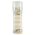 Ancestral Spring Salt natural spring salt crystals with organic pepper in a glass grinder