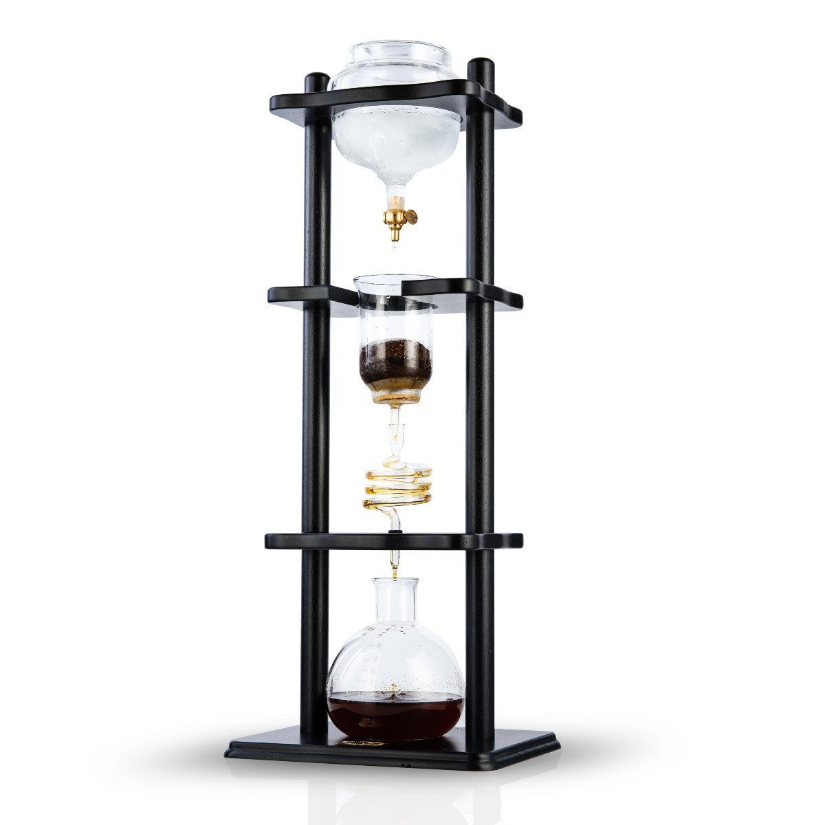 Yama Glass Cold Brew Tower – Black Straight Frame – 6–8 Cup (32 oz)