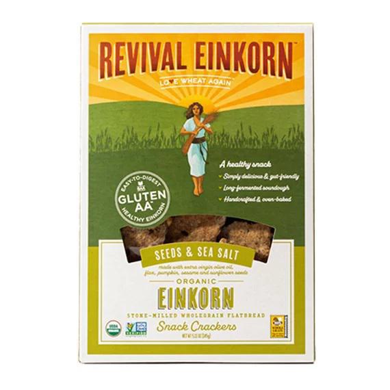 Revival Einkorn seeds and sea salt organic flatbread crackers