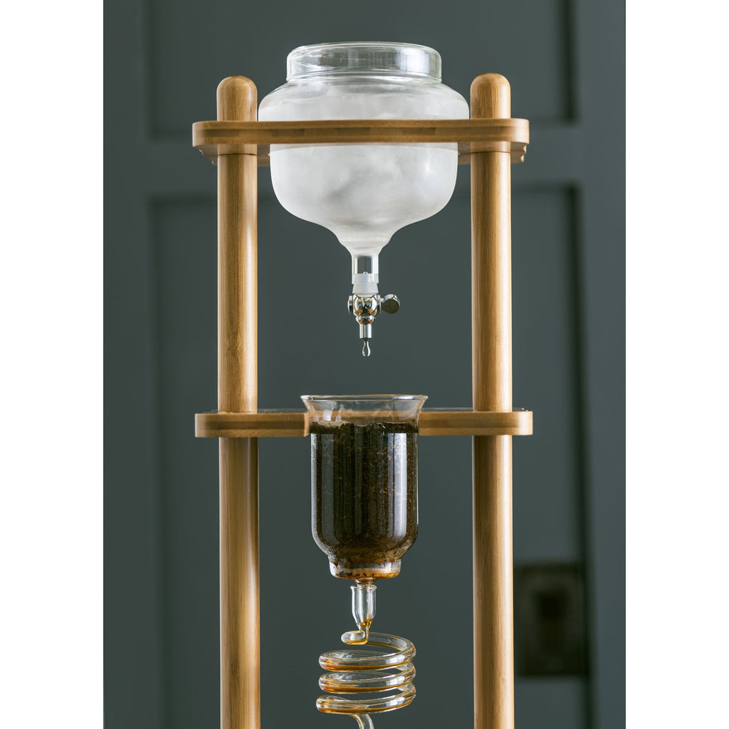 Yama Glass Cold Brew Tower – Bamboo Straight Frame – 6–8 Cup (32 oz)
