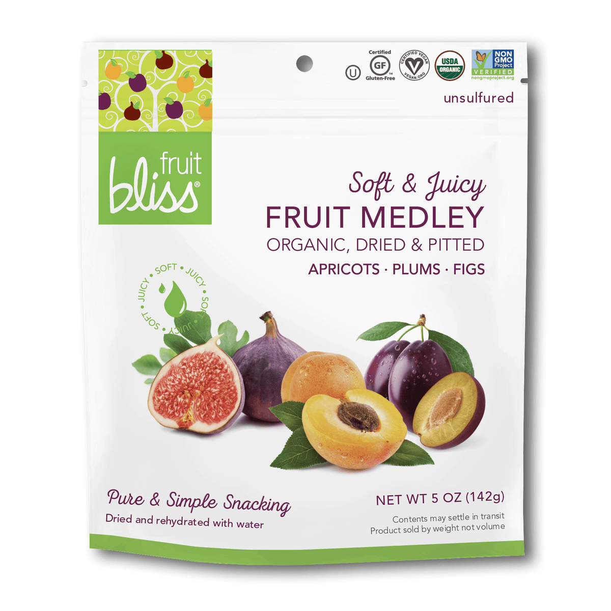 Fruit Bliss organic dried apricots, figs, and plums