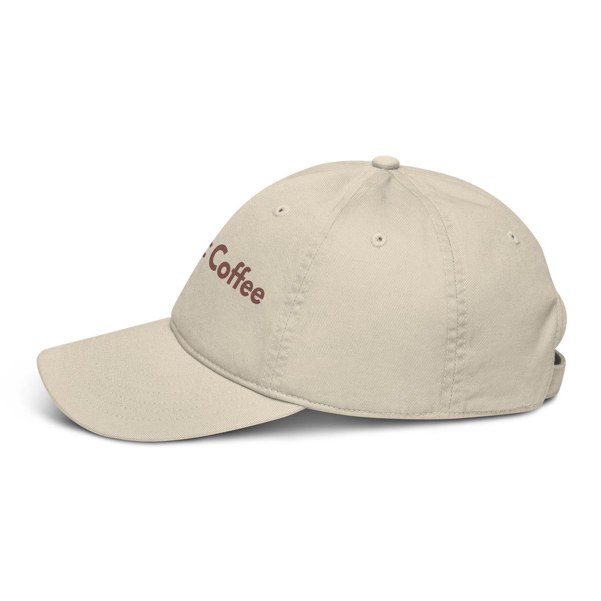OrganicCoffee.com organic cotton dad hat with embroidered logo, view 4