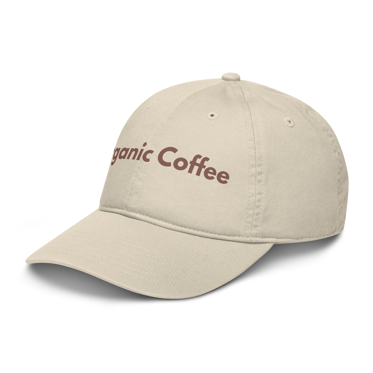 OrganicCoffee.com organic cotton dad hat with embroidered logo, view 6