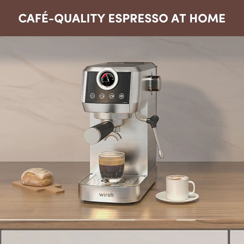Wirsh Home Barista Plus 20 bar espresso machine with pressure gauge and steam wand, view 8
