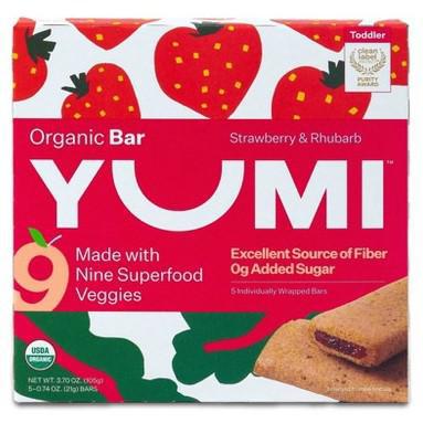 Yumi strawberry and rhubarb organic toddler bars
